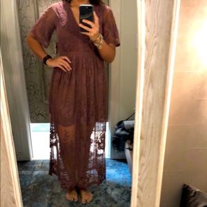 Mauve lace maxi dress!